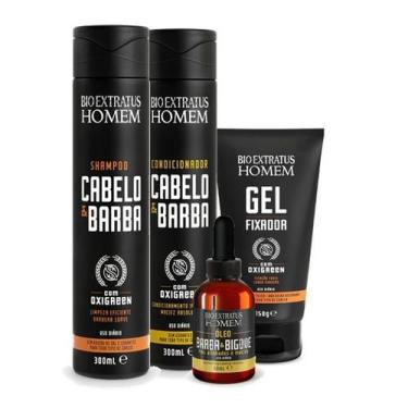 Imagem de Bio Extratus Homem Kit Cabelo e Barba Shampoo Condicionador 300ml Gel 