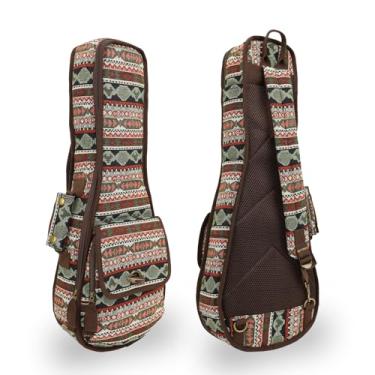 Imagem de Mochila de concerto Ukulele Gig Bag de 58,4 cm, proteção acolchoada, padrão boêmio, tecido tribal - verde multicores