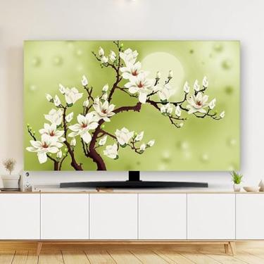 Imagem de Capa de TV 32-80 polegadas impressão simples capa de poeira para TV arte interior pano tela LCD LED capa protetora de tela curva tela curva LCD LED TV display capa decoração quarto - verde | 75