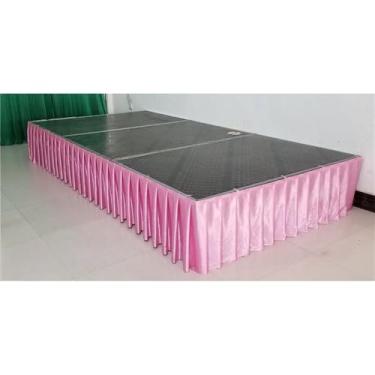 Imagem de Saia de mesa plissada branca, cortinas para cenário de casamento, toalhas de mesa, cobertura de mesa, palco de casamento para festa de evento, rosa, A30cm x C300cm