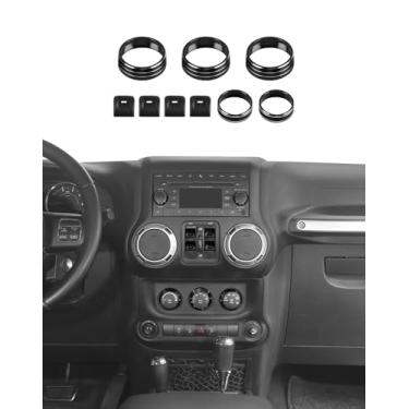 Imagem de Hoolcar Capa de botão de interruptor de janela/CD/capa de botão de ar condicionado compatível com Jeep Wrangler JK JKU 2012-2017, acessórios interiores, preto
