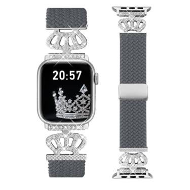 Imagem de Chinber Pulseira trançada compatível com Apple Watch 40 mm, 38 mm, 41 mm, 42 mm, 44 mm, 45 mm, 46 mm e 49 mm, pulseira elástica de nylon macio com pulseira de designer para séries 10/9/8/7/6/5/4/3/2