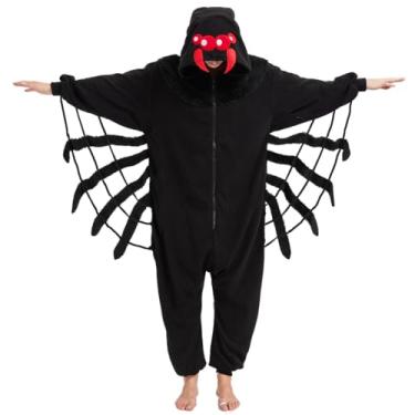 Imagem de YUTCOTC Pijama de aranha adulto, fantasia de animal de aranha, Pijama macacão aranha, P