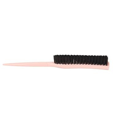Imagem de OKJHFD Escovas para pentear as costas, escova para provocar o cabelo, 3 fileiras de nylon, adiciona volume, ergonômica, portátil, estilo de cabelo, escova de cauda de rato para (Róseo)