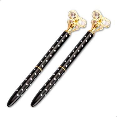 Imagem de 2 Caneta Esferografica Borboleta Cristal Luxo Corpo Metal - Darujo, Pr