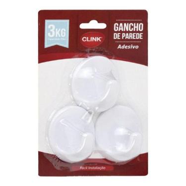 Imagem de Cabide / Gancho De Plastico Oval Autoadesivo Com 3 Pecas 6x4 - Oem