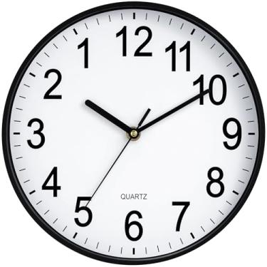 Imagem de HYJOOY Relógio de parede para trás, relógio de parede reverso, funciona no sentido anti-horário com grandes números, decorativo para cozinha, escritório, escola, sala de aula, bar