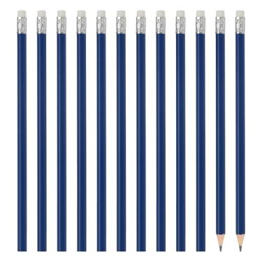 Imagem de PATIKIL Lápis de madeira hexagonais a granel, pacote com 12 lápis de grafite HB com borracha para material de escritório, materiais de desenho de arte de marcação de engenharia, azul