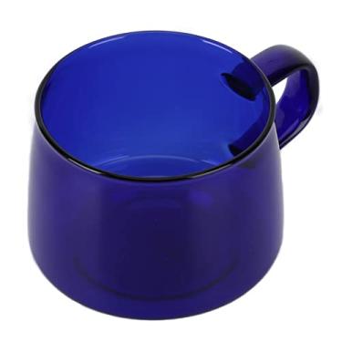 Imagem de Xícaras de café, copo de borossilicato de 250 ml, caneca de vidro borossilicato transparente, caneca de café de fundo plano com alça caneca de chá para café, latte, leite (azul)