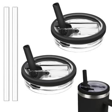 Imagem de Tianhengyi Tampa de copo de substituição para Stanley Quencher, pacote com 2 tampas à prova de vazamento compatíveis com acessórios Stanley Cup, preta