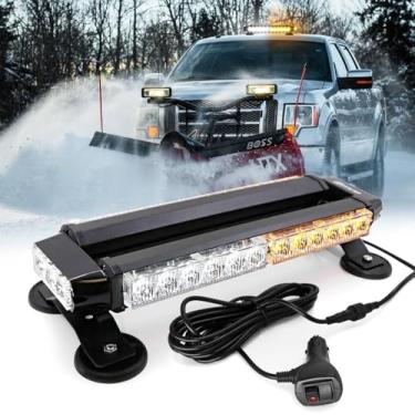 Imagem de FOXCID Barra de luz intermitente de emergência de 32 LEDs, 32 cm, farol de aviso de perigo de dois lados, com magnético para veículos de reboque, bombeiros, carros, caminhões, segurança no trânsito,