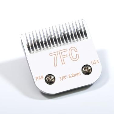 Imagem de OwnLifeYF Lâmina de tosquiadeira removível de aço para animais de estimação 7F 3,2 mm 1/20.3 cm compatível com a maioria dos cortadores Andis, Oster, Wahl, Conair, A5 para cuidados com cães, feito