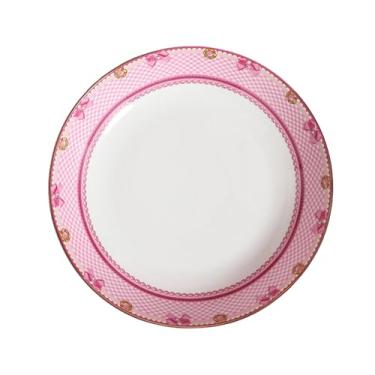 Imagem de Prato plano ocidental simples de cerâmica estilo europeu rosa fresco e adorável - prato de arroz de renda rosa de 20 cm