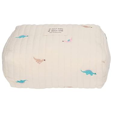 Imagem de Yctze Bolsa Organizadora de Bolsa de Fraldas de Algodão Macio Com Bordado Requintado | Organizador de de Carrinho de Grande Capacidade para Viajar (Dinossauro)