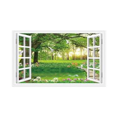 Imagem de Impressões em tela paisagens-Arte parede para janela falsa-Animais floresta-Natureza Pintura Decoração Banheiro 30x50cm Sem Moldura