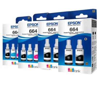 Imagem de Kit 12 tintas original t664 l365 l395 l375 l455 l375 l380