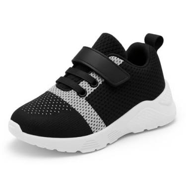 Imagem de Bless Children Tênis infantil – Sapatos descalços largos para meninos e meninas, malha respirável, leve, antiderrapante para caminhada e corrida, Black2101, 22