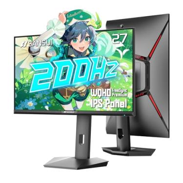Imagem de SANSUI Monitor de jogos WQHD 200Hz 180Hz 2560 × 1440P-AMD FreeSync 1ms DCI-P3 95% Fast IPS, altura ajustável vertical/horizontal rotação, 2×DisplayPort/HDMI, HDR, desfoque de baixo movimento