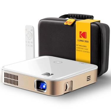 Imagem de Kodak Projetor portátil inteligente Luma 350 – Projetor de vídeo Wi-Fi recarregável com sistema operacional Android, espelhamento de tela, controle remoto e aplicativo Luma, inclui estojo de