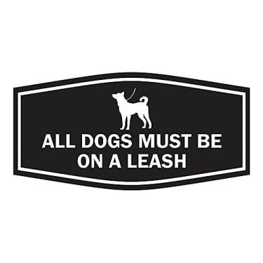 Imagem de Motto Lita Placa Fancy Paws, All Dogs Must Be On A Leash (preto) - Médio