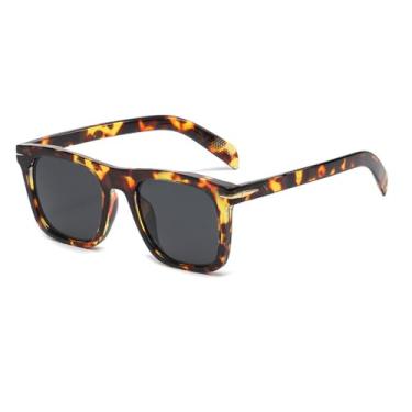 Imagem de Óculos de sol vintage masculinos anti-luz azul, óculos de sol da moda com gradiente para dirigir, leopardo, preto, cinza leopardo, BH01
