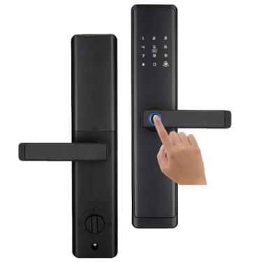 Imagem de Fechadura Eletronica Digital Biometria Wifi Cartao Aplicativo Chave Residencial Elegante Segurança Proteçao Aviso Sonoro