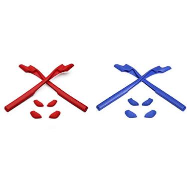 Imagem de Eye Opening Stuff Kits de borracha para substituição e nariz compatíveis com óculos de sol Oakley Half Jacket 2.0 OO9144/2.0 XL - vermelho e azul escuro