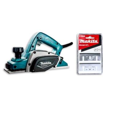 Imagem de Makita Plaina 110V Elétrica 82mm 3.1/4 M1902B 500W com Facas D16346 para Madeira Carpintaria Marcenaria Acabamento Kit