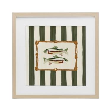 Imagem de Stupell Industries Impressão emoldurada de bétula de peixe marítimo com borda de corda design sob vidro por Veronica Lara, 40,6 x 40,6 cm