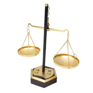 Imagem de Zhjvihx Escala de Peso Vintage, Escala Decorativa de Estilo Antigo de Metal para Advogados, Decoração de Casa - Ferro, 8,9in, Escala de Peso Colecionável de Bronze Vintage Taraju
