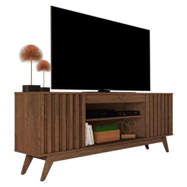 Imagem de RACK BANCADA MALI RIPADO 1.60m RETRÔ PÉS RETRÔ OFF CEDRO AMADEIRADO PA