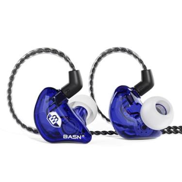 Imagem de BASN Fones de ouvido Bsinger BC100 in Ear Monitor, ajuste universal, isolamento de ruído, fones de ouvido IEM para músicos, cantores, estúdios audiófilos (azul)
