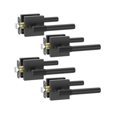 Imagem de Asidrama Pacote com 4 maçanetas de porta de passagem com fechadura, puxadores pretos interiores para quarto ou banheiro, maçaneta de porta resistente com maçaneta interna reversível para portas do