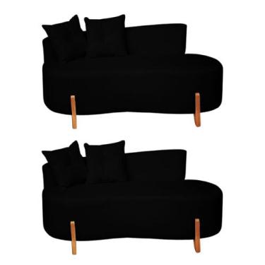 Imagem de Kit 02 Sofá Orgânico 2 Lugares C/2 Almofadas Curvo Sala Recepção Luna 