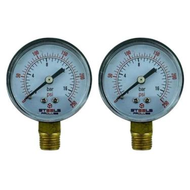 Imagem de Kit Manômetro Vertical Para Compressor 250 Psi 1/4 Npt 02 Un - Steels