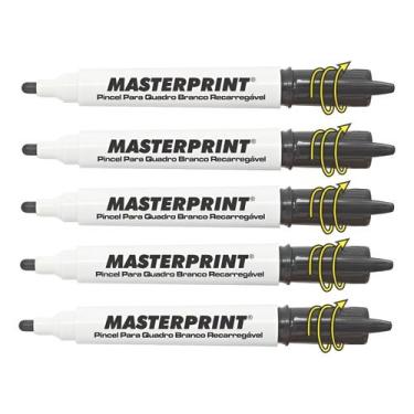 Imagem de Kit 5 Marcador Caneta Pincel Quadro Branco Lousa - Masterprint, Preto