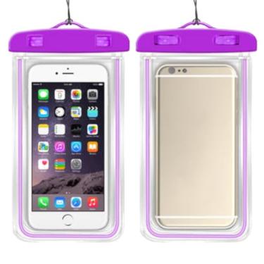 Imagem de Capa Case Kit 2 Unidades A Prova D'água Impermeável para Celular Smartphone Capinha com Alça Universal Proteção 360º Completa Sensível ao Toque (Roxo)