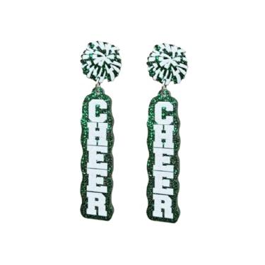 Imagem de Brincos de torcida joias de líder de torcida bola de flor megafone brincos esportivos para mulheres amantes de esportes, acessórios de dia de jogo, Zinco, Sem pedra preciosa