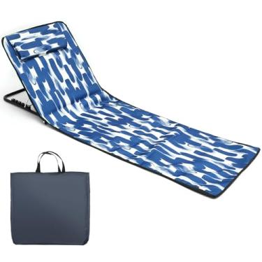 Imagem de ZJRDYYK Tapete de praia portátil, espreguiçadeiras de praia ao ar livre, cadeira de descanso portátil ajustável de 5 posições, cadeiras leves dobráveis para adultos, fácil de transportar (B)