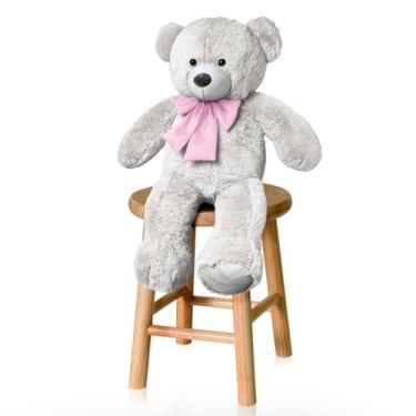 Imagem de ALEPLUSH - Urso De Pelúcia P 50cm Com Laço - Baunilha Com Rosa