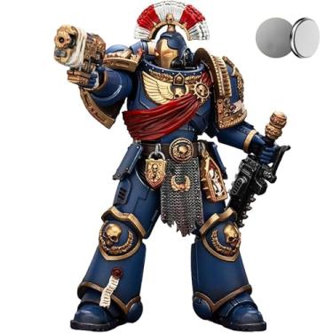Imagem de BEERISE JOYTOY Figuras de ação 1/18 – Warhammer Space Marine 2 Ultramarines Relic Secundus Armour com espada de corrente Artificer Bolt Rifle e Pistola Bolt (contém baterias de botão) – 12 cm, para
