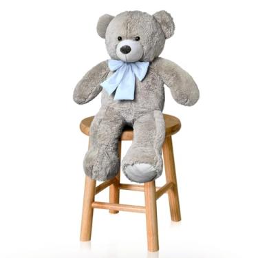 Imagem de ALEPLUSH - Urso De Pelúcia P 50cm Com Laço - Avelã Com Azul Bebê