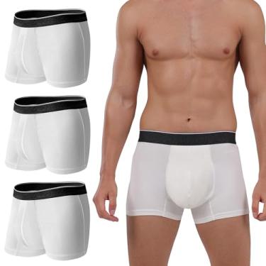 Imagem de KARSWATT Cuecas boxer laváveis para incontinência urinária para homens frontais absorventes à prova de vazamento para controle da bexiga, pacote com 2, Branco, G