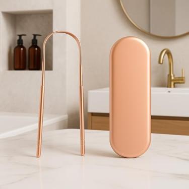 Imagem de Raspador Limpador de Língua Em Aço Inoxidavel Higienizador Bucal Ayurvédico com Estojo Antibacteriano