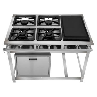 Imagem de Fogão Industrial 4 Bocas com Chapa P7 em Aço Inox Leona