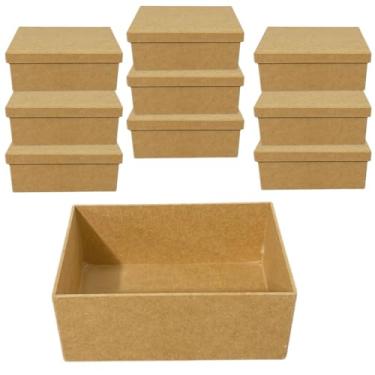 Imagem de Kit 10 Caixas Em MDF Cru Com Tampa Medindo 19x19x6cm Ideal Para Artesanato Personalização Lembrancinhas Organização Presentes E Decoração De Ambientes