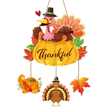 Imagem de Porta de peru de Ação de Graças para pendurar na varanda da frente, placa de pendurar em casa de fazenda de outono para decorações de outono, colheita e feriado - feito de papelão grosso