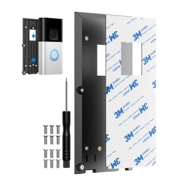 Imagem de Suporte de campainha de anel sem perfuração - Suporte de porta adesivo compatível com campainha de vídeo 1/2/3/3 Plus/4/(versão 2020) sem fio, acessórios de suporte de placa de montagem para casas e