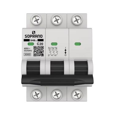 Imagem de Disjuntor Soprano Din 3p 20A SHB-GIII Curva C Branco
