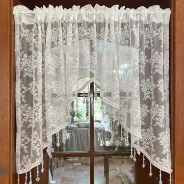 Imagem de Cortina de renda tricotada de flor branca princesa com miçangas, cortina de luxo recortada, cortinas vitorianas para porta arqueada, decoração de casamento, dia dos namorados, bolso para varão 1